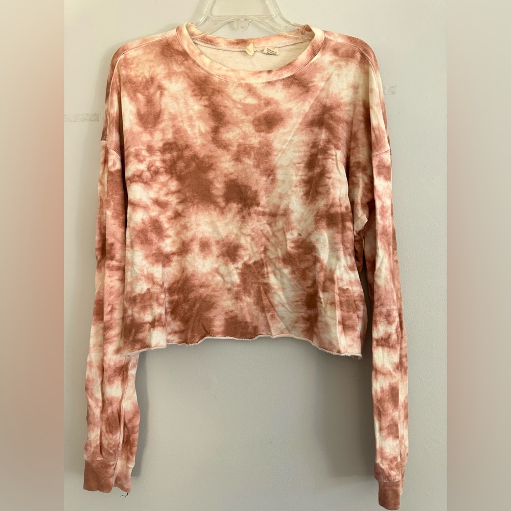 Sky and Sparrow Pink Tie dye long sleeve t shirt cropped L